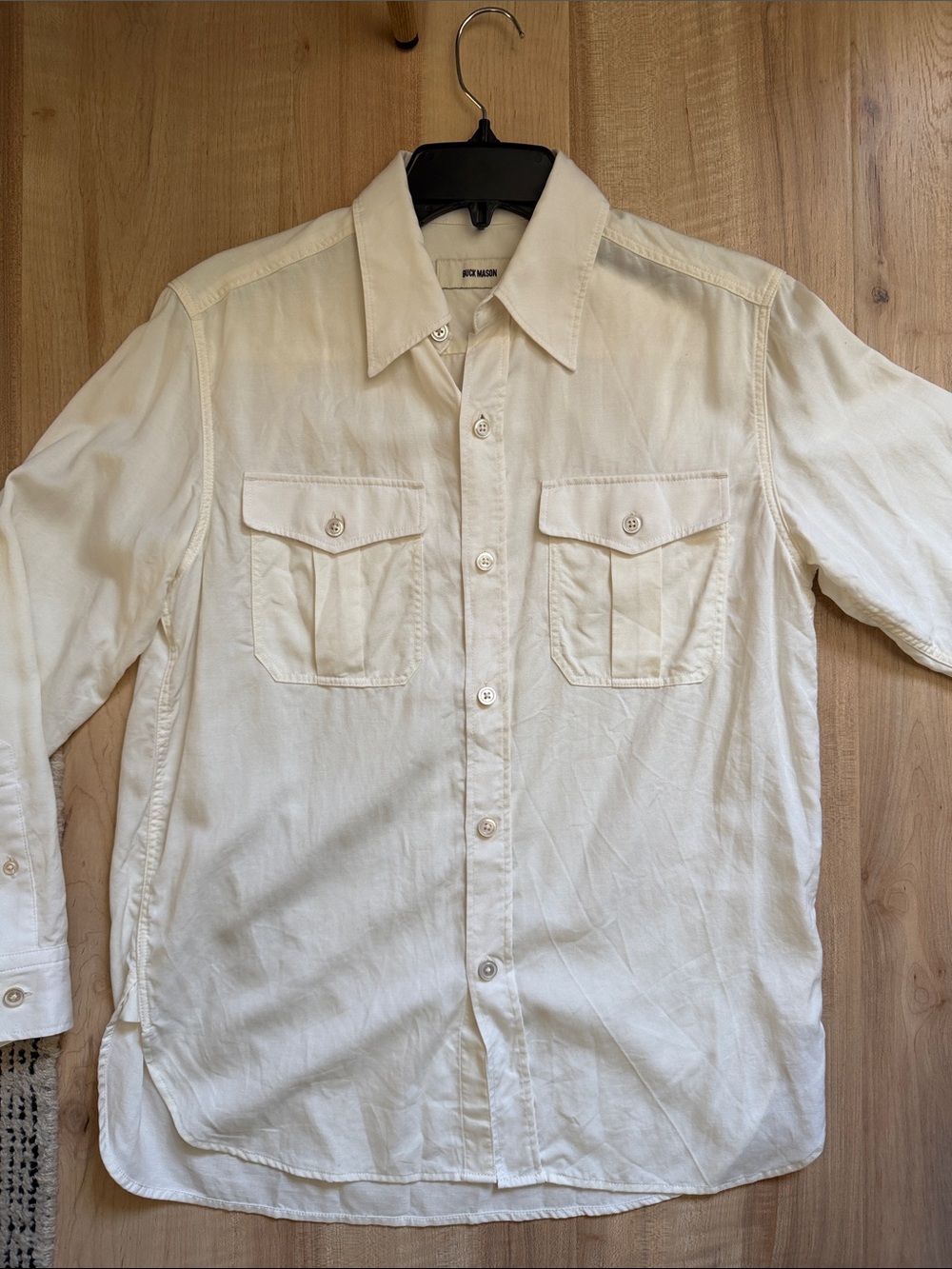 Buck Mason draped twill CPO shirt size small ivory NEW